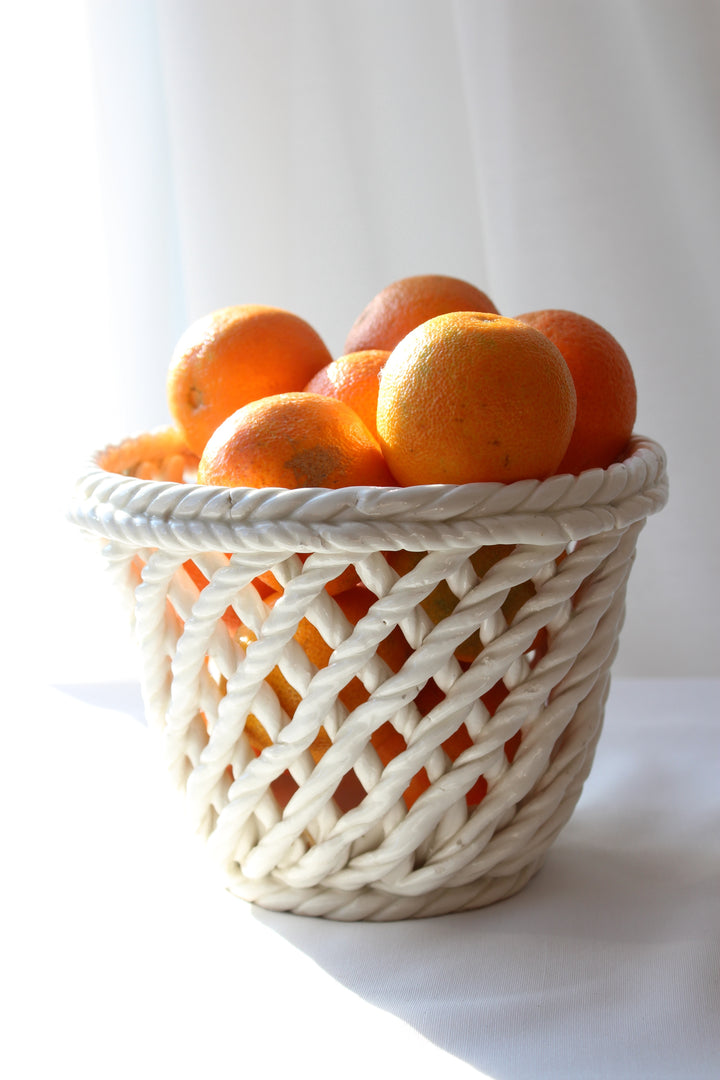 Spanische Vintage Korbschale/Kräutertopf