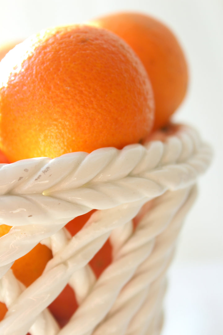 Spanische Vintage Korbschale/Kräutertopf