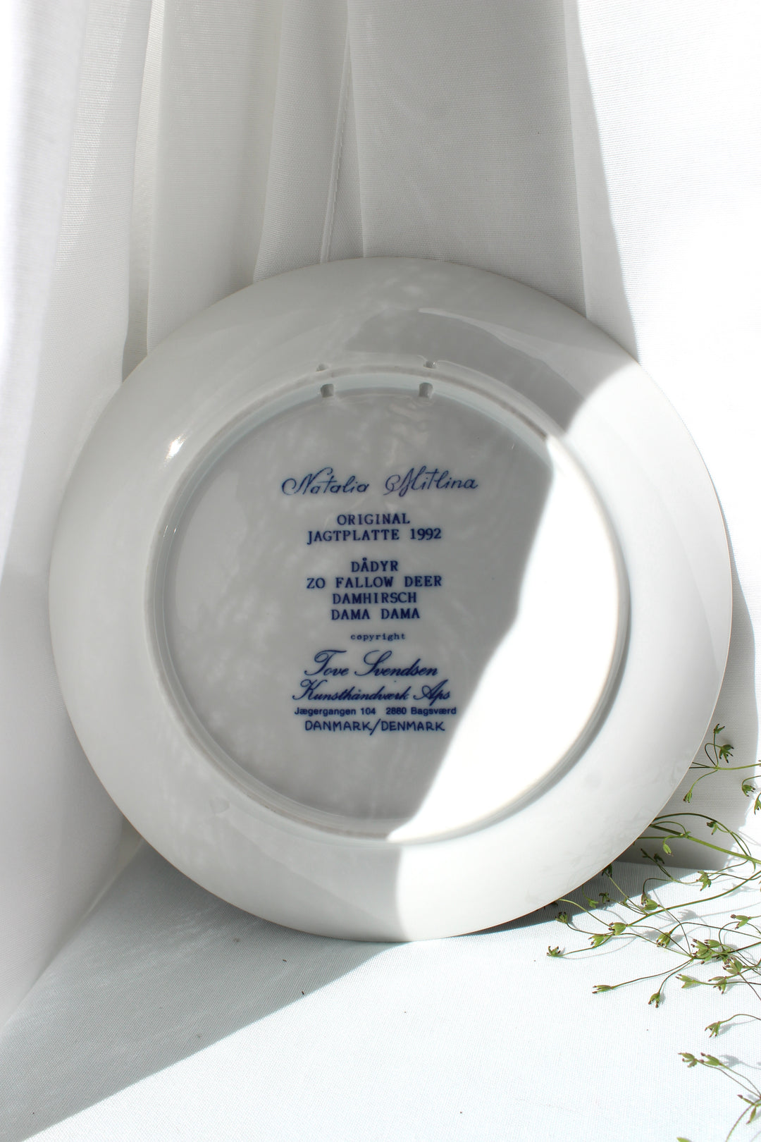 Tove Svendsen - Original Hunting Plate, 1992, Fallow Deer