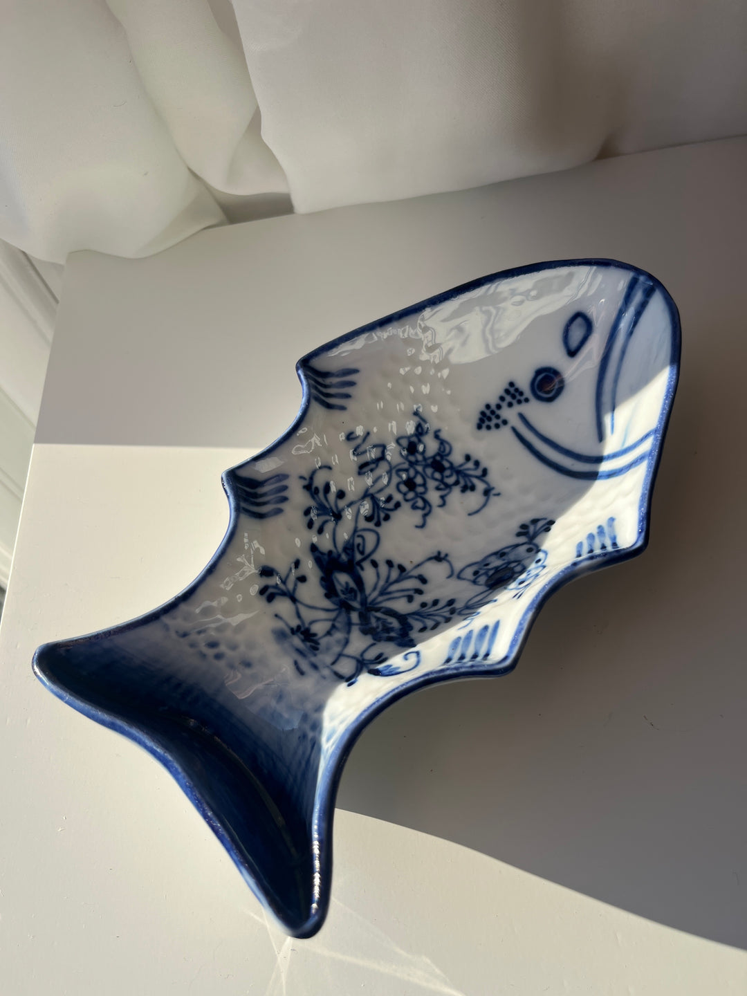 Vintage Blue Onion Pattern Figural - Fish Wall Hanging