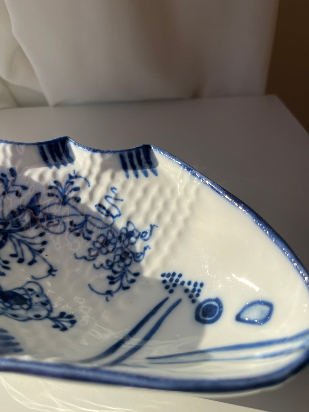 Vintage Blue Onion Pattern Figural - Fish Wall Hanging