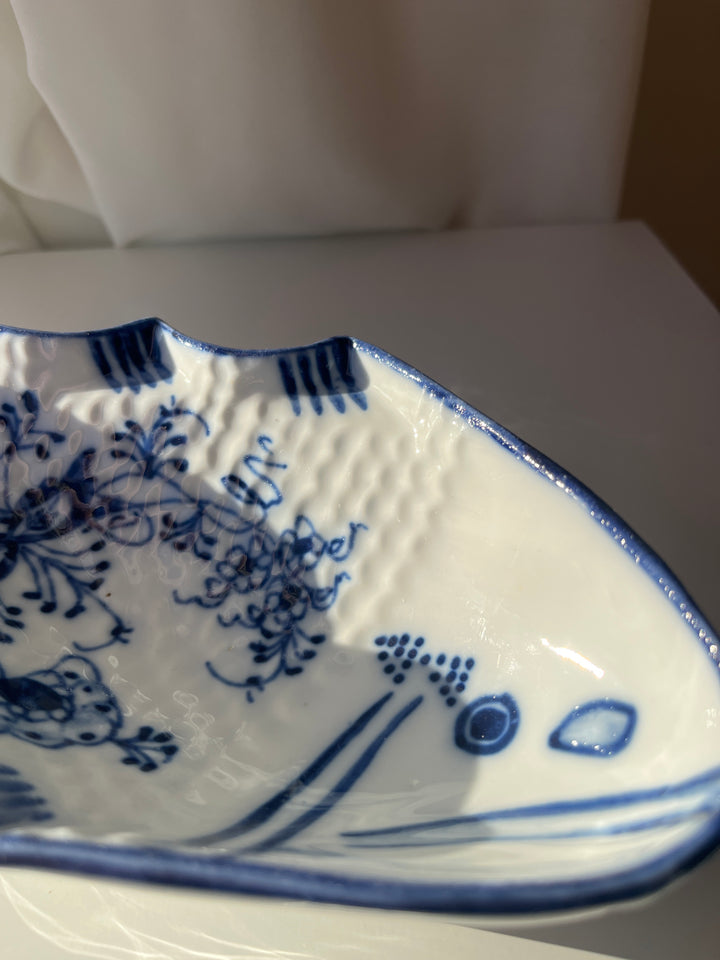 Vintage Blue Onion Pattern Figural - Fish Wall Hanging