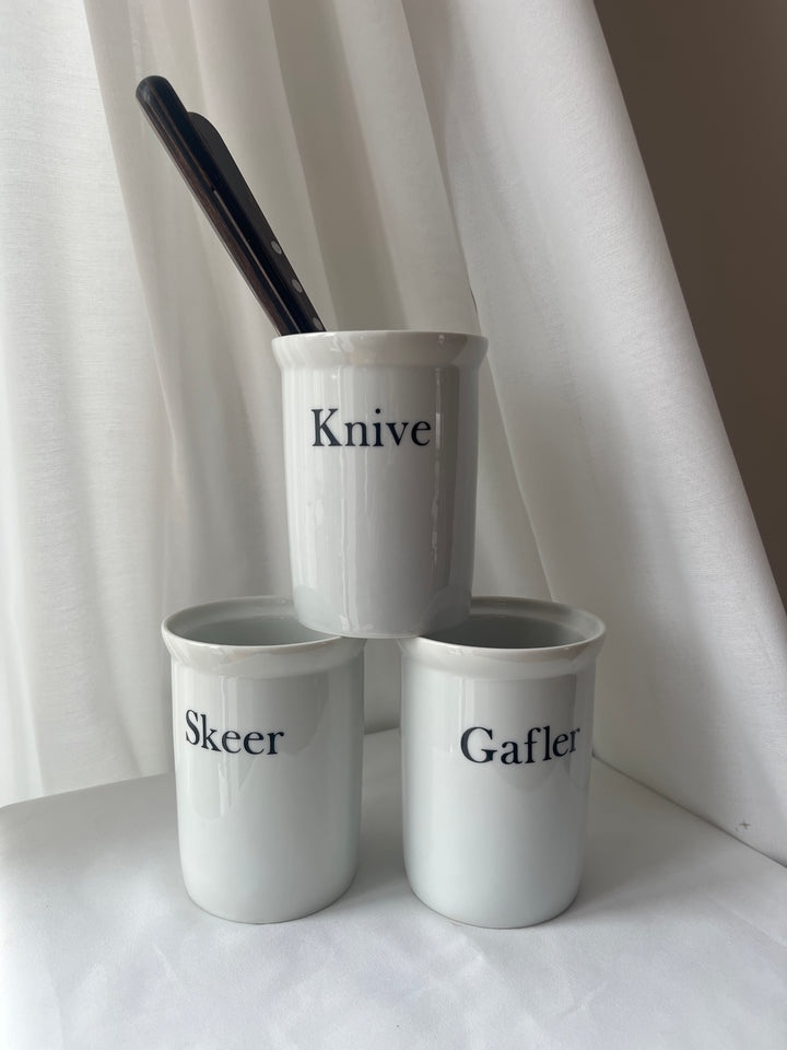 Bestik beholdere kniv, gaffel og skeer
