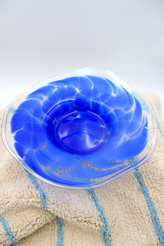 Stained blue dish