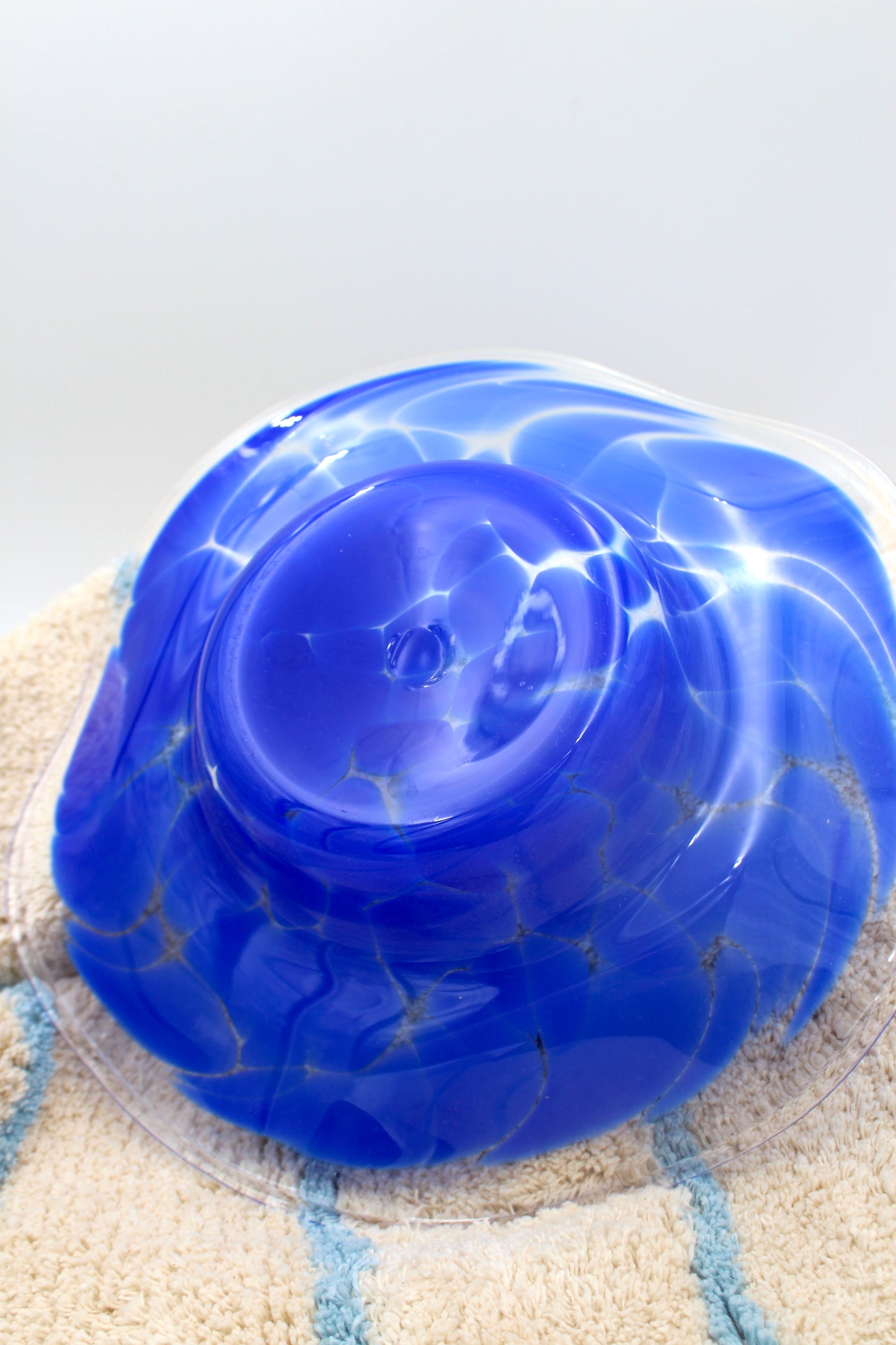 Stained blue dish
