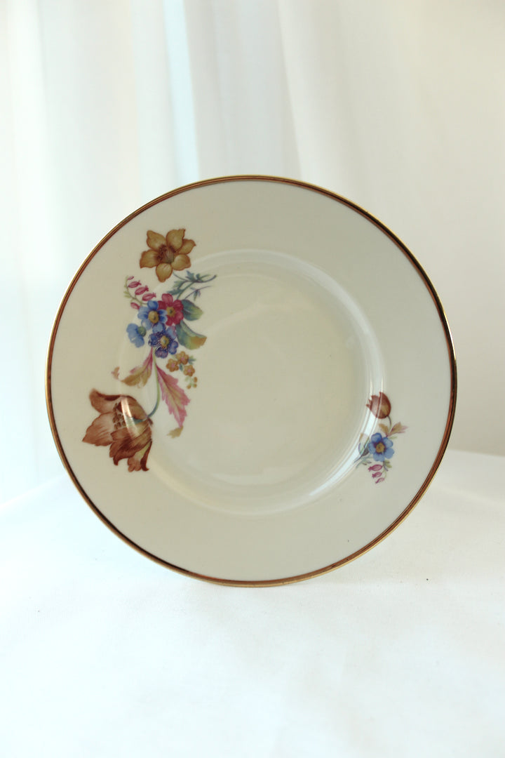 Kuchen-/Beilagenteller mit Blumenmotiv und Goldrand – Copenhagen Porcelain Painting (1 Set mit 6 Stück)