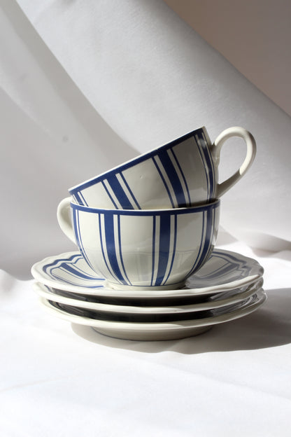 IKEA - Vintage Kaffeetasse inkl. Untertasse, blaue Streifen