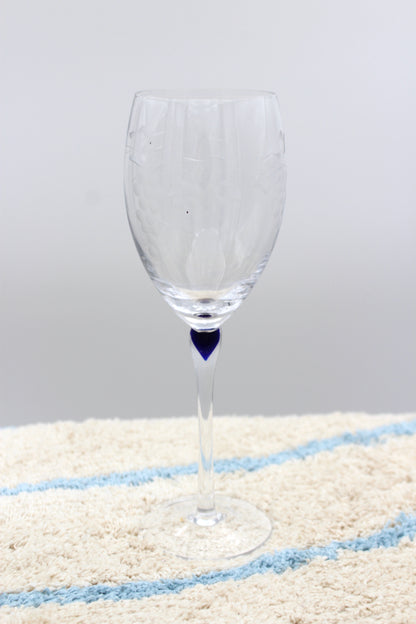 Crystal glass with blue drop and facet grinding, 8 pcs.