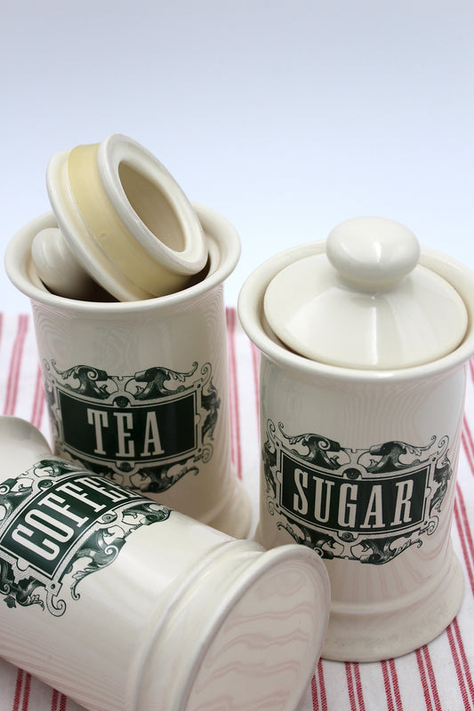 Sugar, coffee, tea - jars